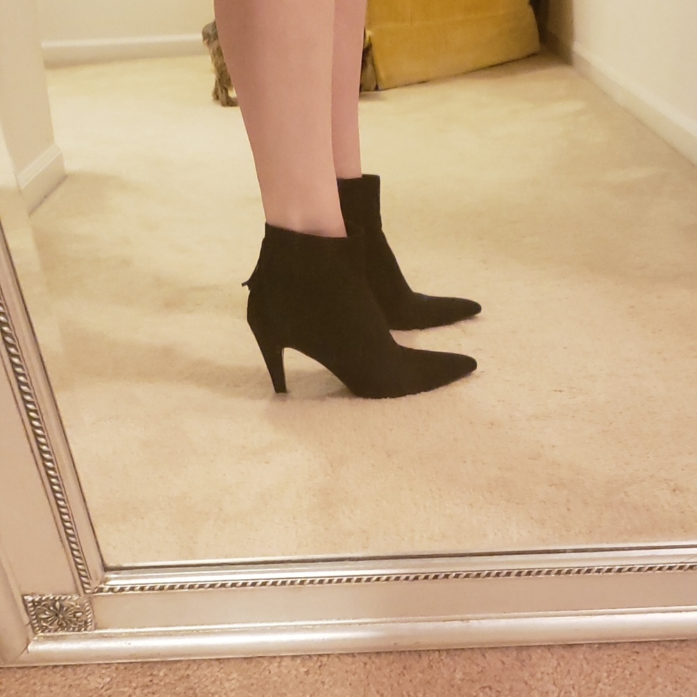 Black suede ankle/fringe boots